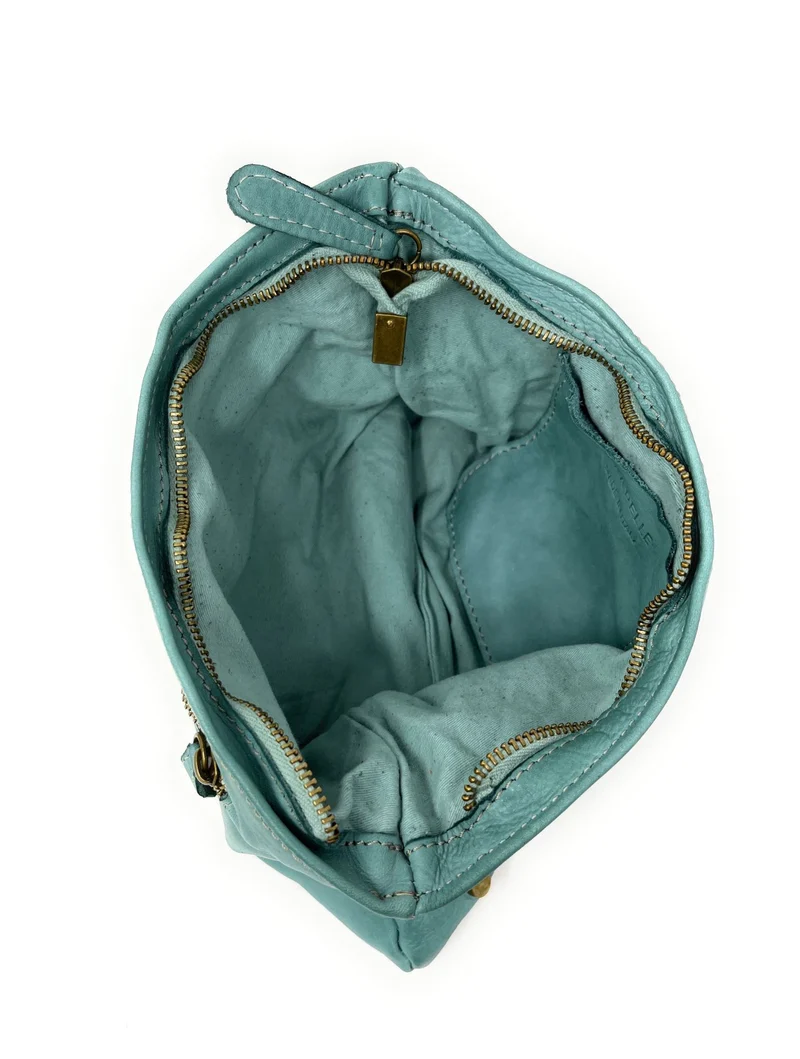 Sac pochette en cuir vintage MISS CIRCÉ Céladon