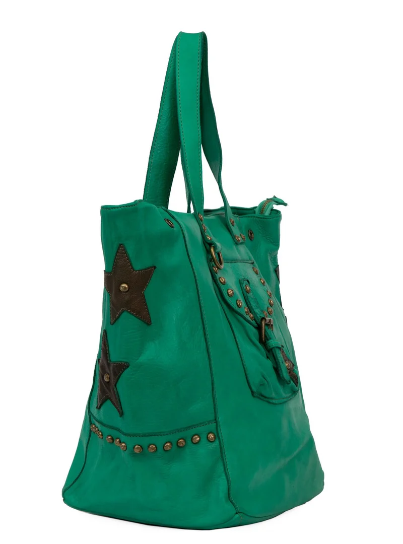 Sac cabas en cuir vintage MISS HOLLY Vert intense