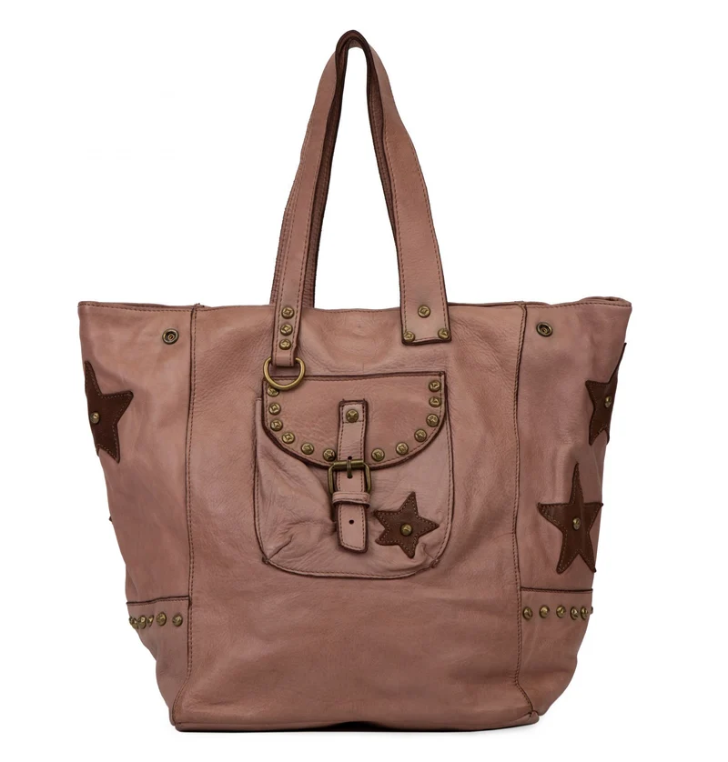 Sac cabas en cuir vintage MISS HOLLY Rose nude