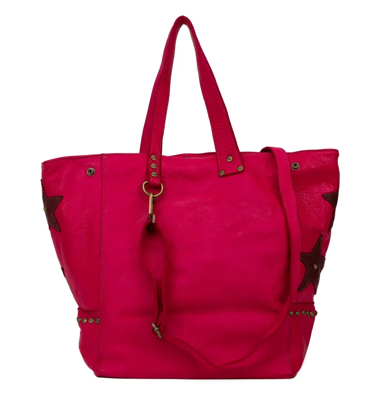 Sac cabas en cuir vintage MISS HOLLY Rose fuchsia