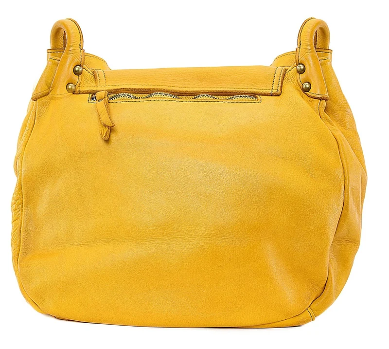 Sac besace à bandoulière en cuir vintage MISS CLYDE Safran
