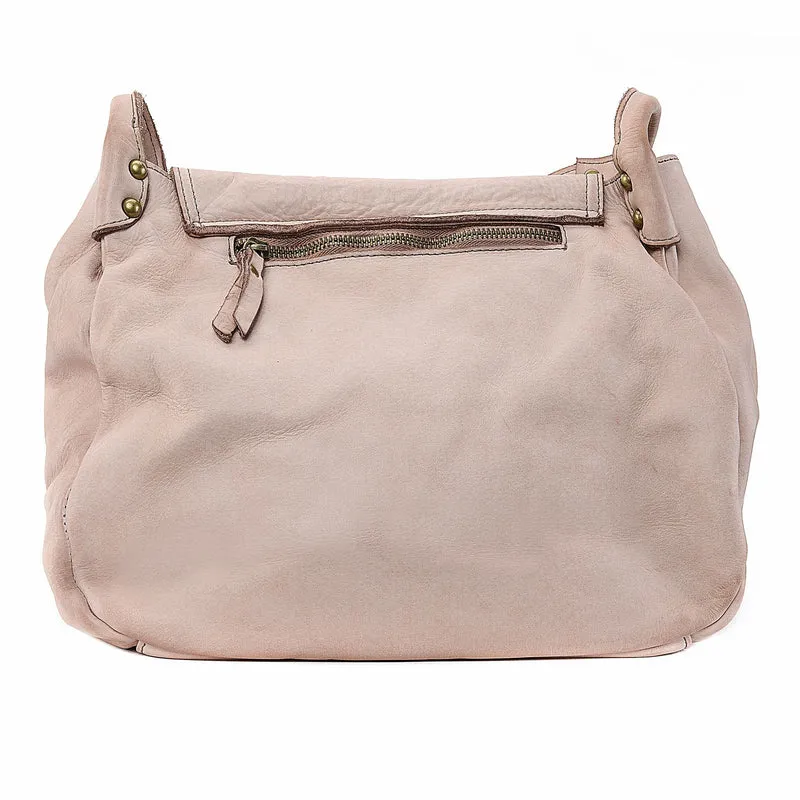 Sac besace à bandoulière en cuir vintage MISS CLYDE Rose nude