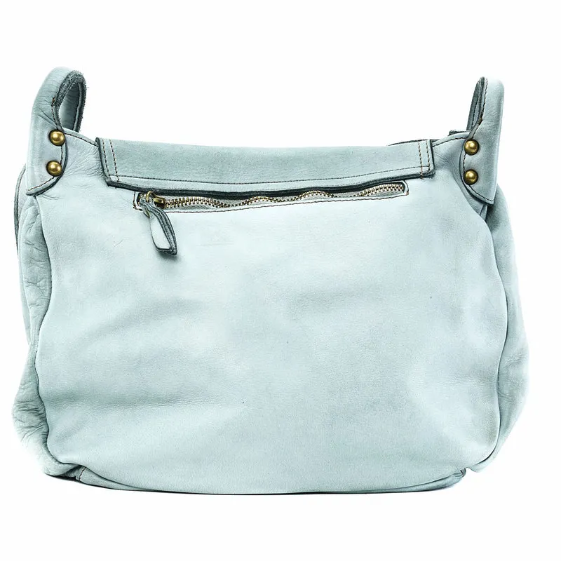 Sac besace à bandoulière en cuir vintage MISS CLYDE Bleu pastel
