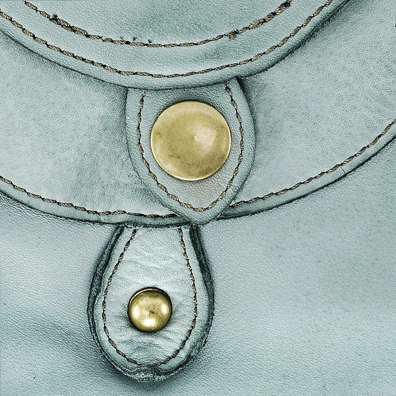 Sac besace à bandoulière en cuir vintage MISS CLYDE Bleu pastel