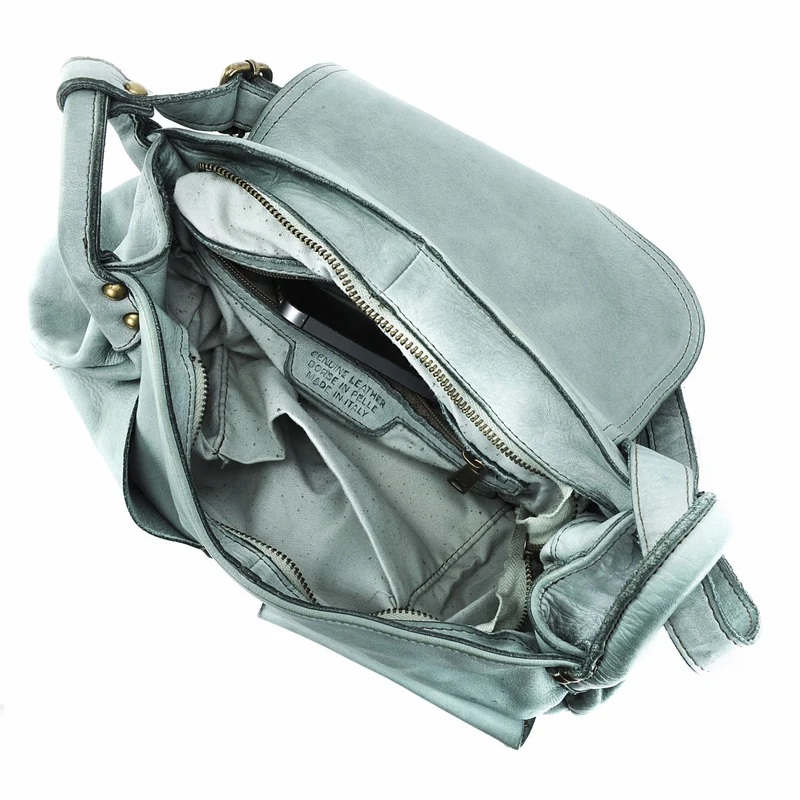 Sac besace à bandoulière en cuir vintage MISS CLYDE Bleu pastel