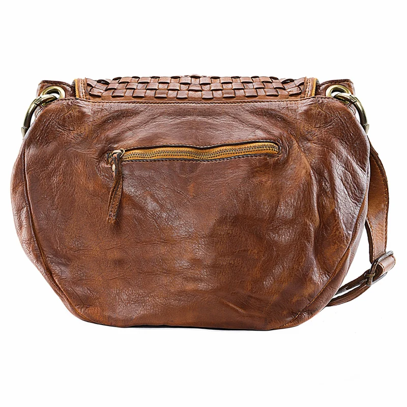 Sac besace en cuir vintage MISS BAYE Cognac
