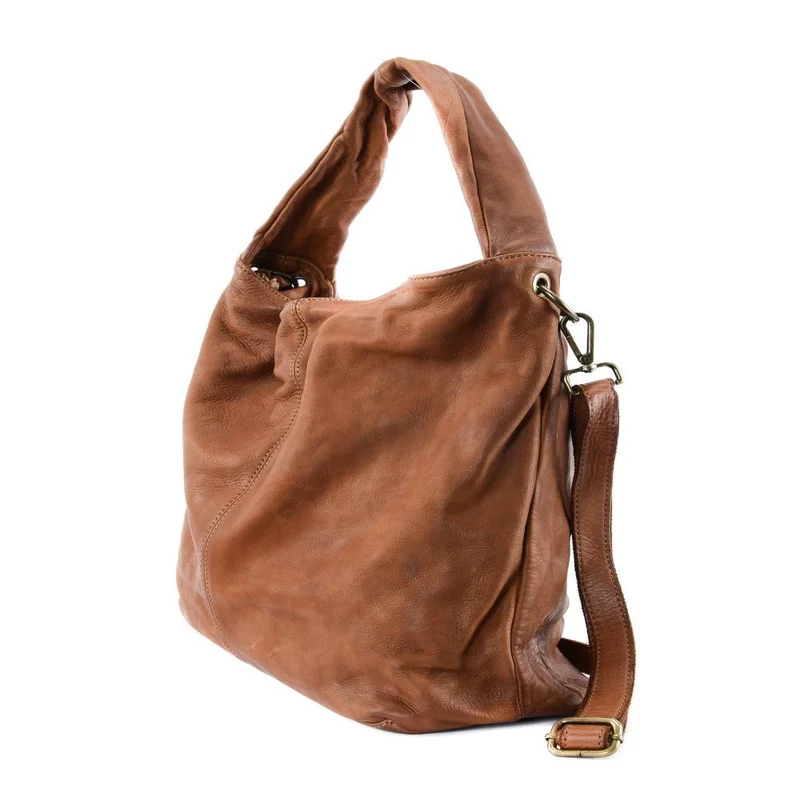 Sac cabas en cuir vintage MISS BARDOT Cognac