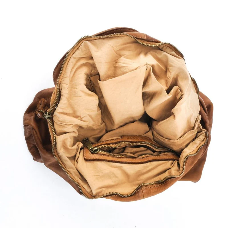 Sac cabas en cuir vintage MISS BARDOT Cognac
