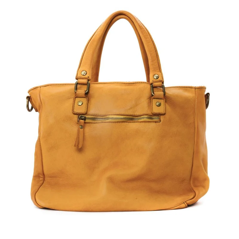 Sac cabas en cuir vintage MISS JENNER Safran