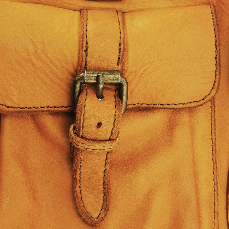 Sac cabas en cuir vintage MISS JENNER Safran