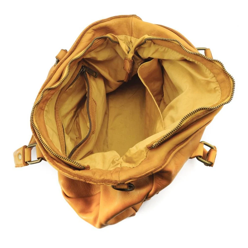 Sac cabas en cuir vintage MISS JENNER Safran