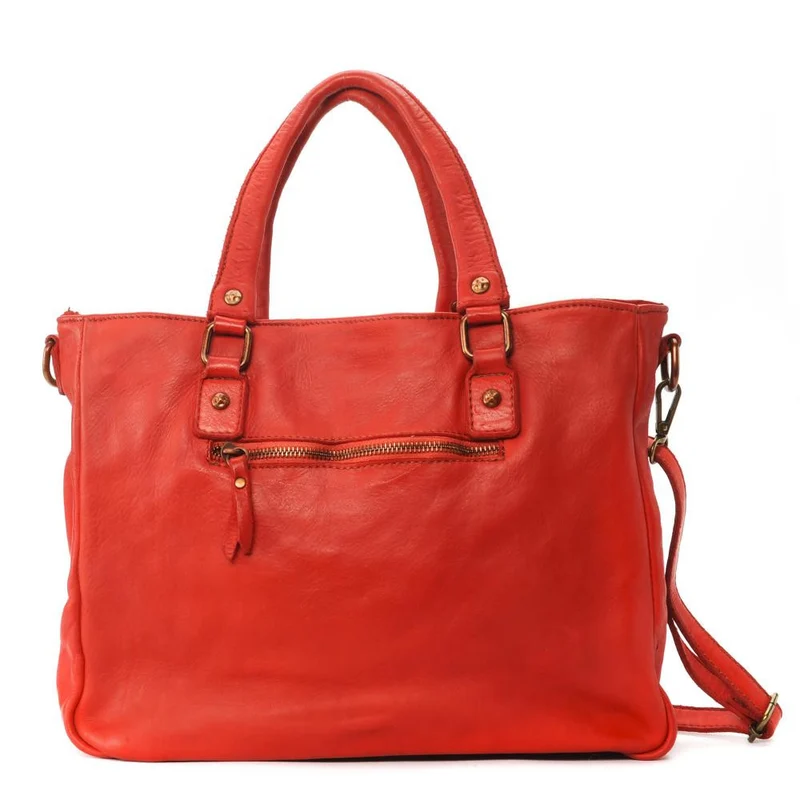 Sac cabas en cuir vintage MISS JENNER Rouge garance