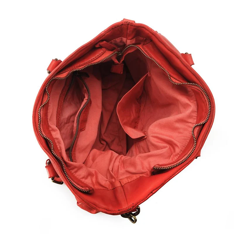 Sac cabas en cuir vintage MISS JENNER Rouge garance