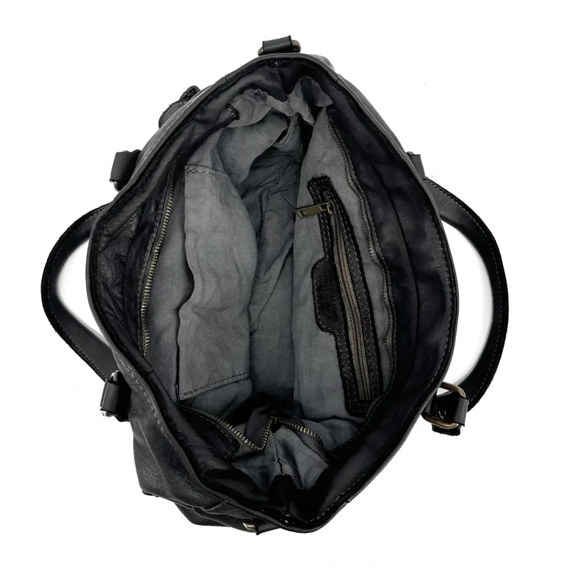 Sac cabas en cuir vintage MISS JENNER Noir