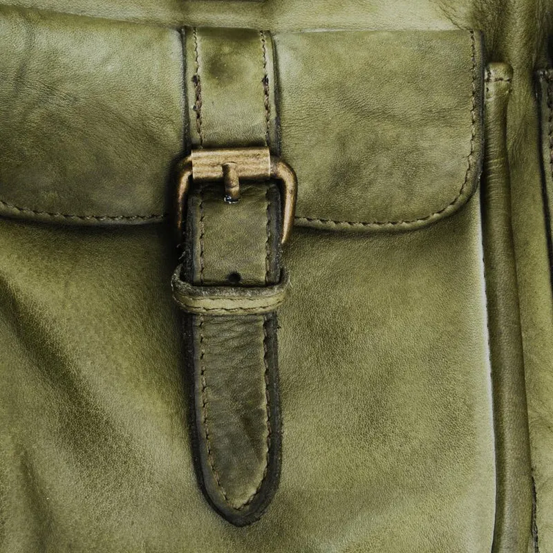 Sac cabas en cuir vintage MISS JENNER Kaki