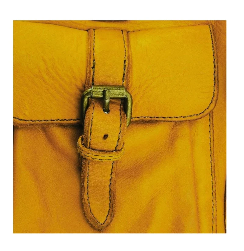 Sac cabas en cuir vintage MISS JENNER Jaune Moutarde