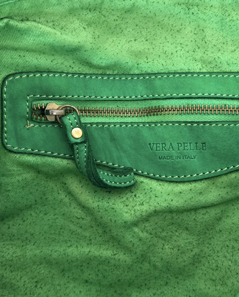 Grand sac porté épaule en cuir vintage STORM XL HURRICAN Vert anglais
