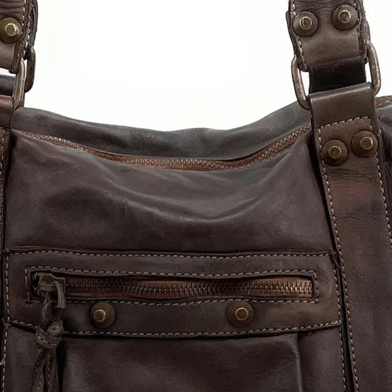 Grand sac en cuir vintage STORM XL HURRICAN Marron Chocolat