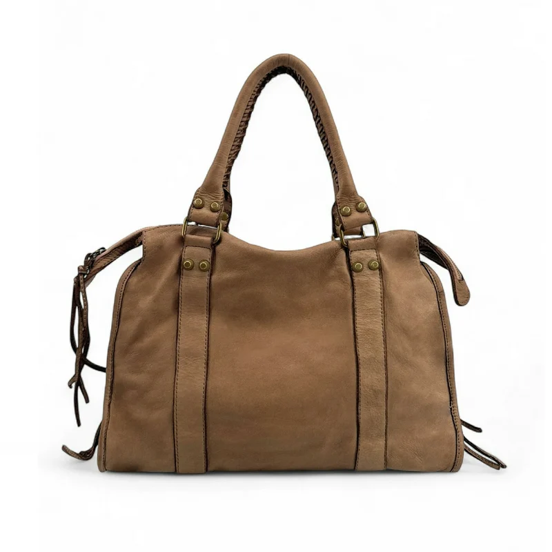 Sac à main porté épaule en cuir vintage STORM ROCK Sandstone