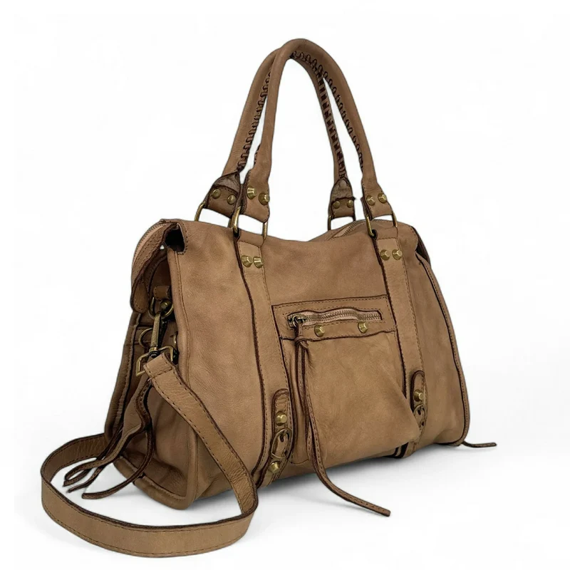 Sac à main porté épaule en cuir vintage STORM ROCK Sandstone