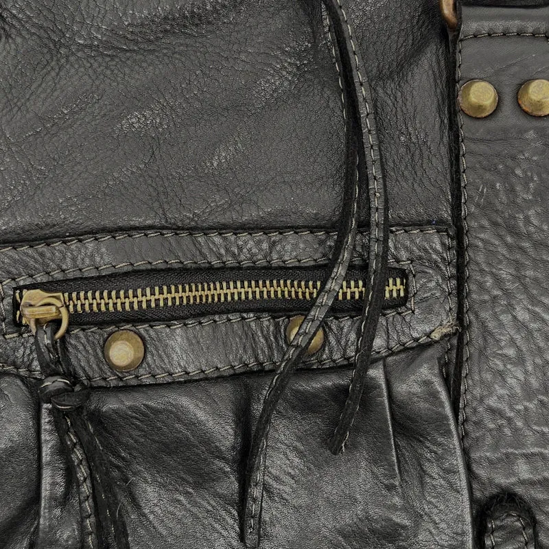 Sac à main porté épaule en cuir vintage STORM ROCK Back to black