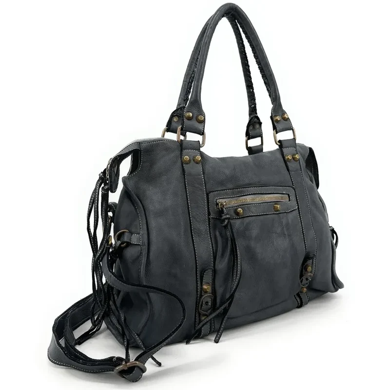 Sac à main porté épaule en cuir vintage STORM ROCK Iron
