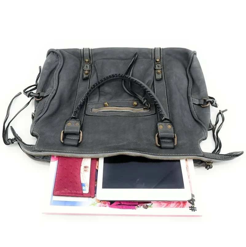 Sac à main porté épaule en cuir vintage STORM ROCK Iron