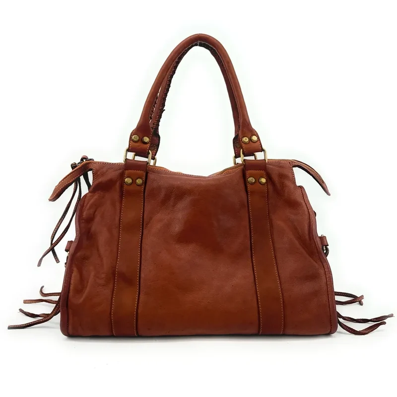 Sac à main porté épaule en cuir vintage STORM ROCK Bourbon