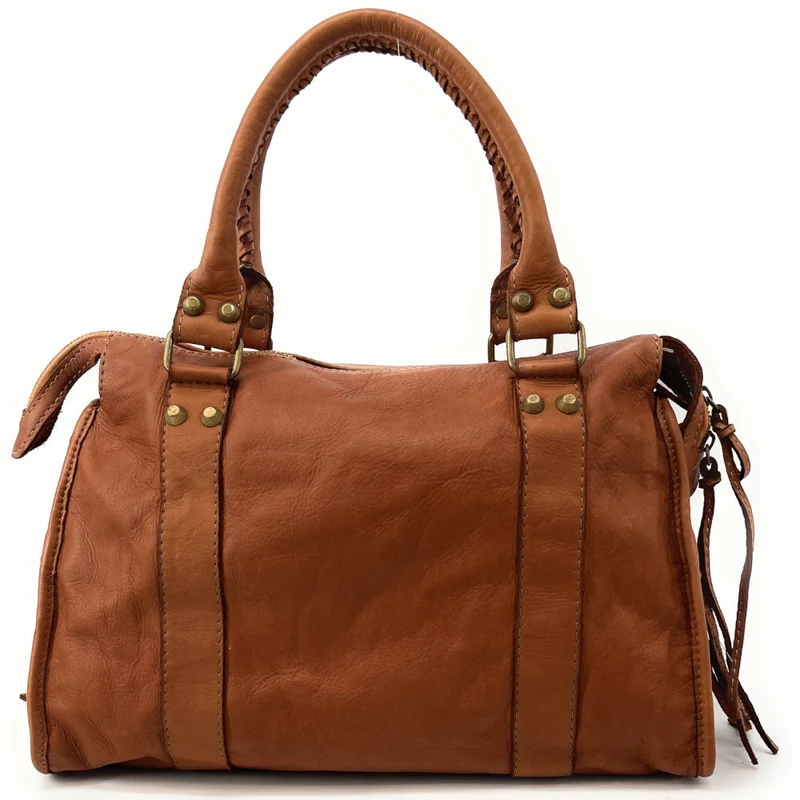 Sac à main porté épaule en cuir vintage STORM ROCK Amber rock