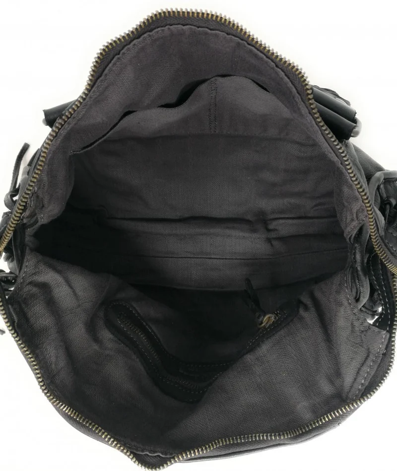 Sac à main en cuir vintage MISS STORM Noir