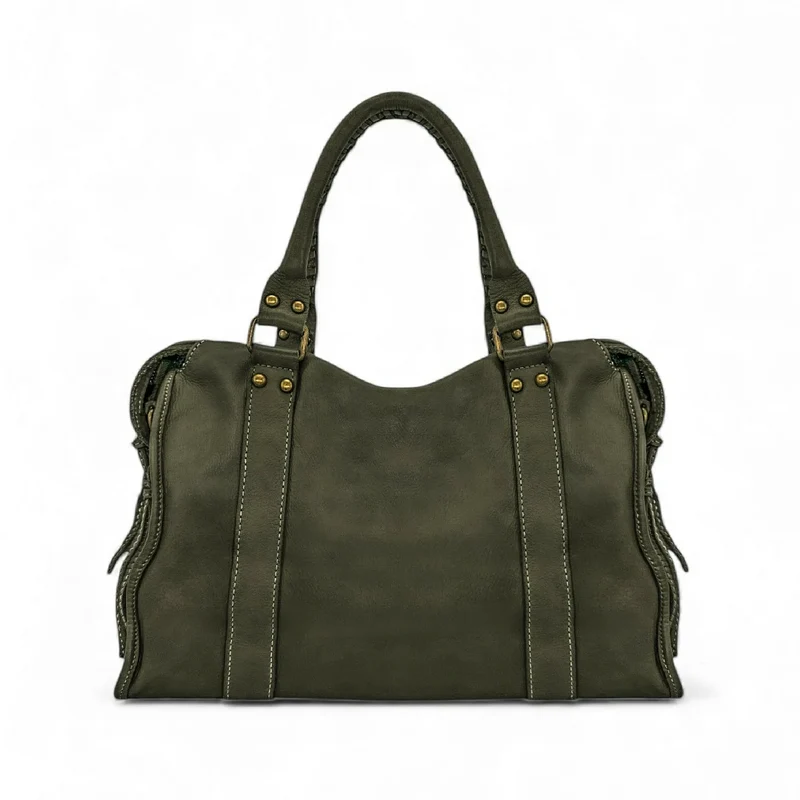 Sac à main en cuir vintage MISS STORM Kaki