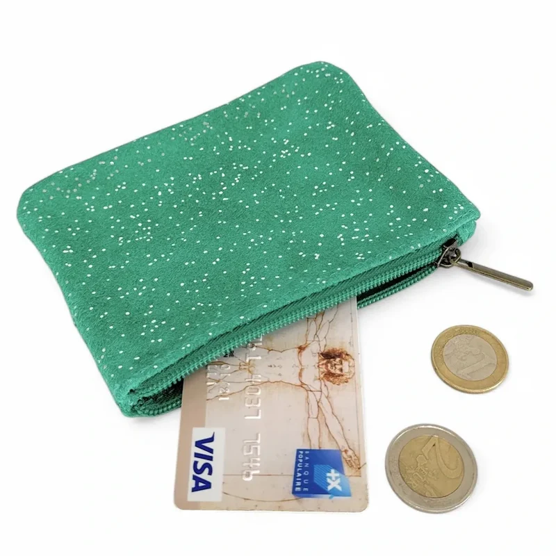 Pochette en daim à paillettes GLITTER PURSE Vert menthe