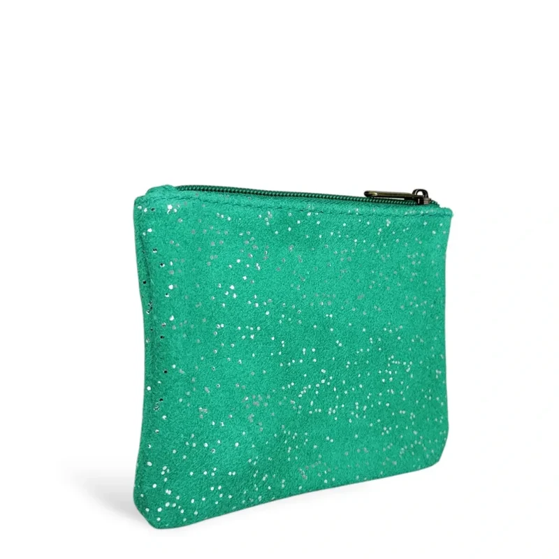 Pochette en daim à paillettes GLITTER PURSE Vert menthe