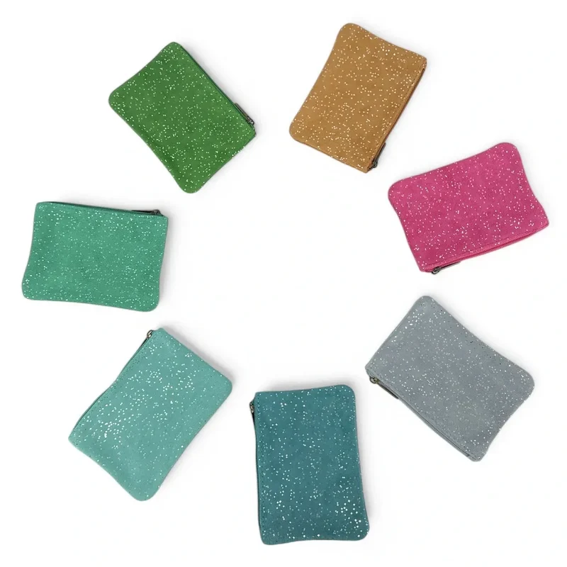 Pochette en daim à paillettes GLITTER PURSE Bleu pastel