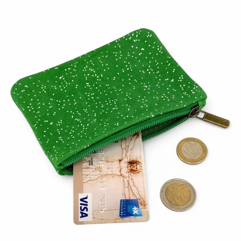Pochette en daim à paillettes GLITTER PURSE Vert anglais