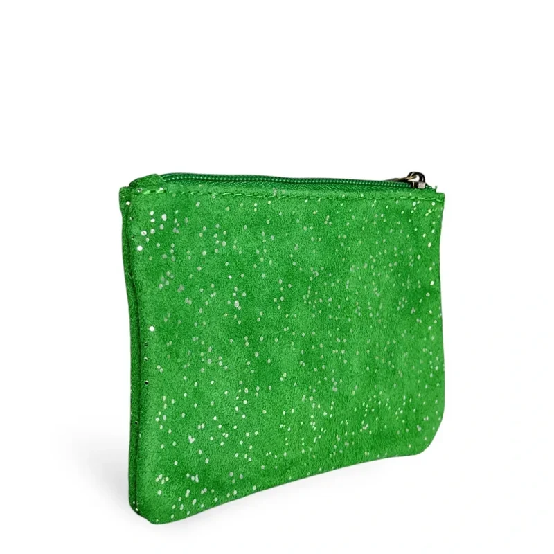 Pochette en daim à paillettes GLITTER PURSE Vert anglais