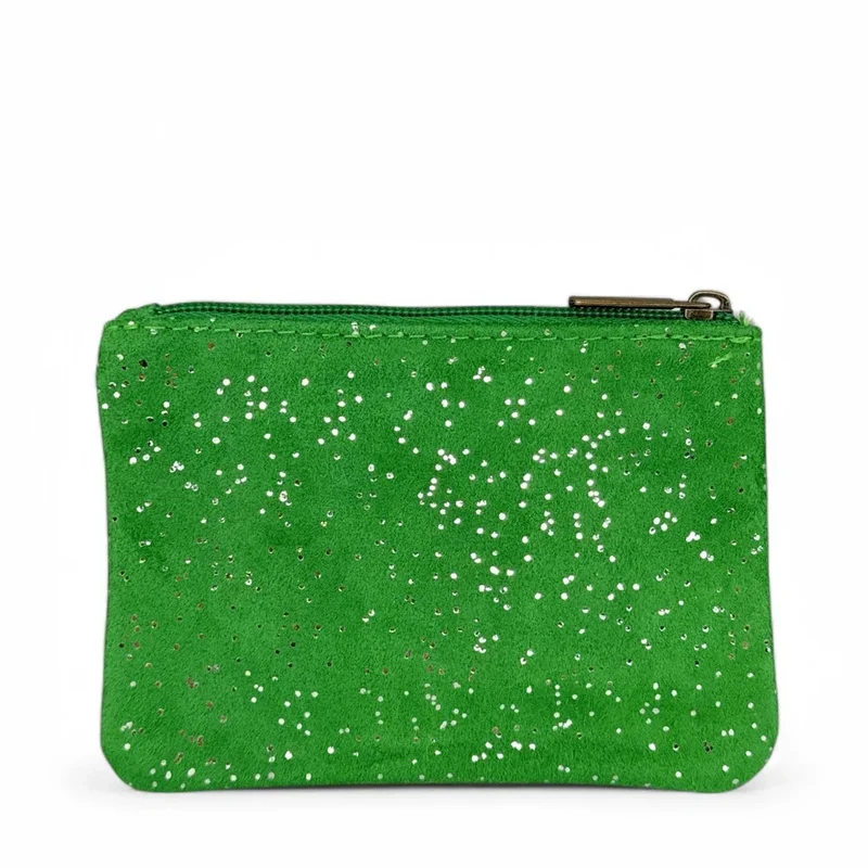 Pochette en daim à paillettes GLITTER PURSE Vert anglais