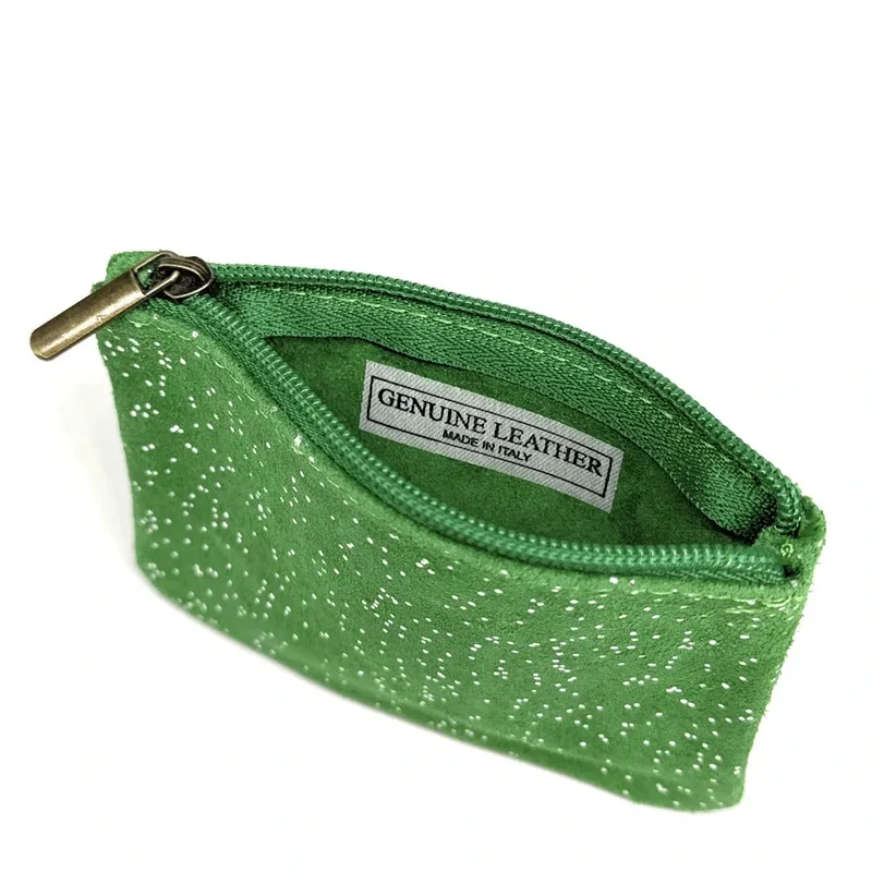 Pochette en daim à paillettes GLITTER PURSE Vert anglais