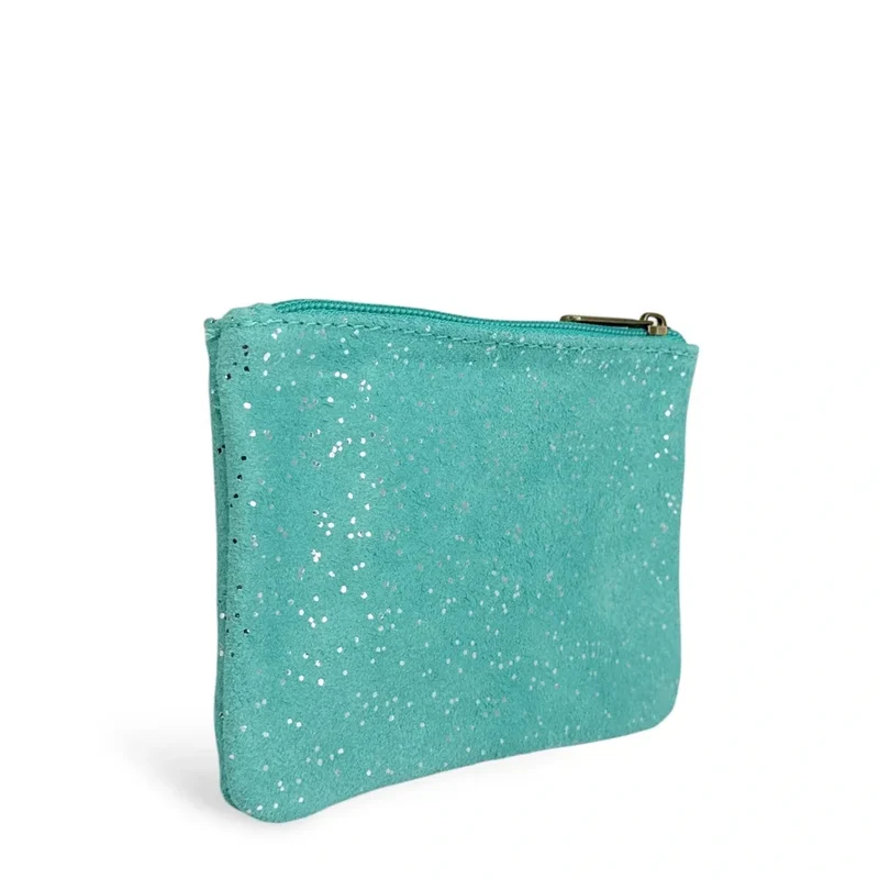 Pochette en daim à paillettes GLITTER PURSE Bleu lagon