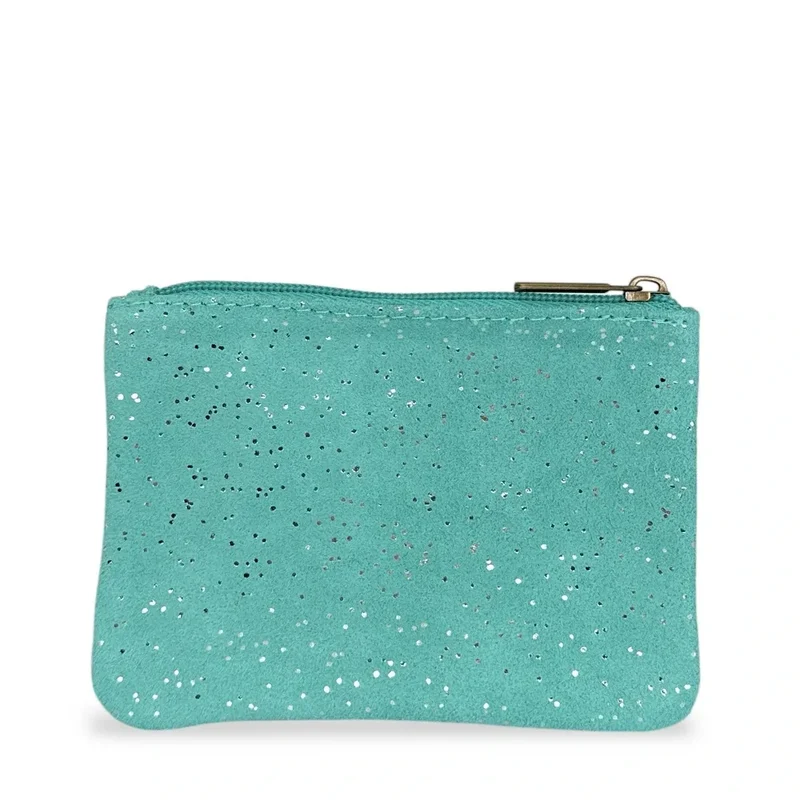 Pochette en daim à paillettes GLITTER PURSE Bleu lagon