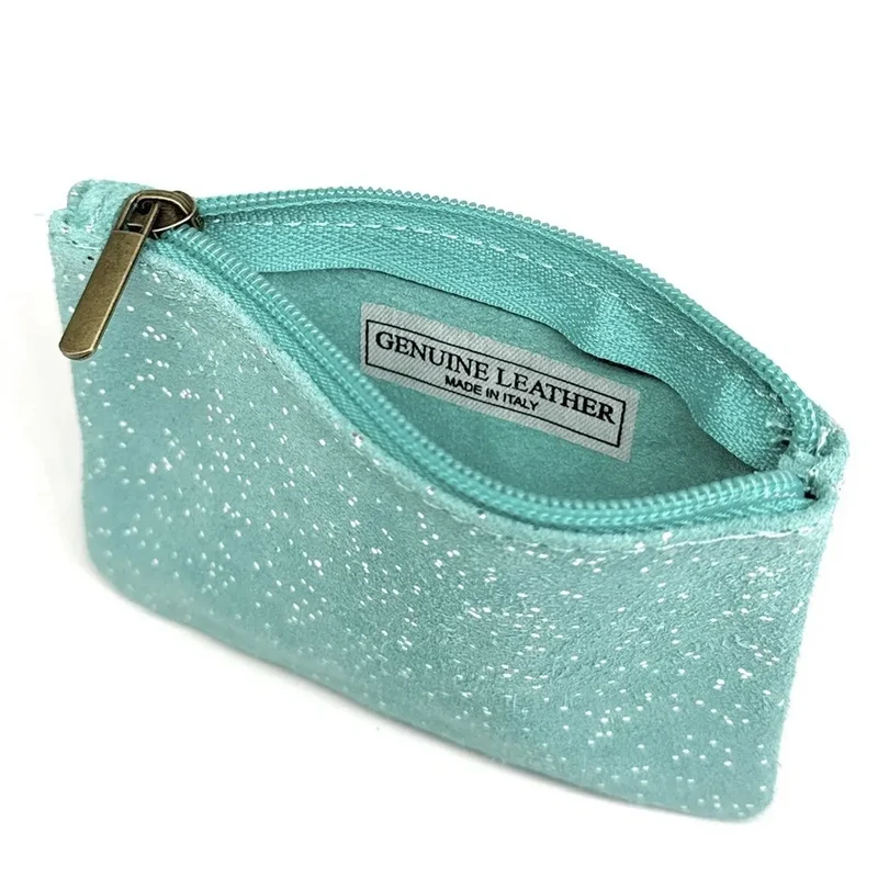 Pochette en daim à paillettes GLITTER PURSE Bleu lagon