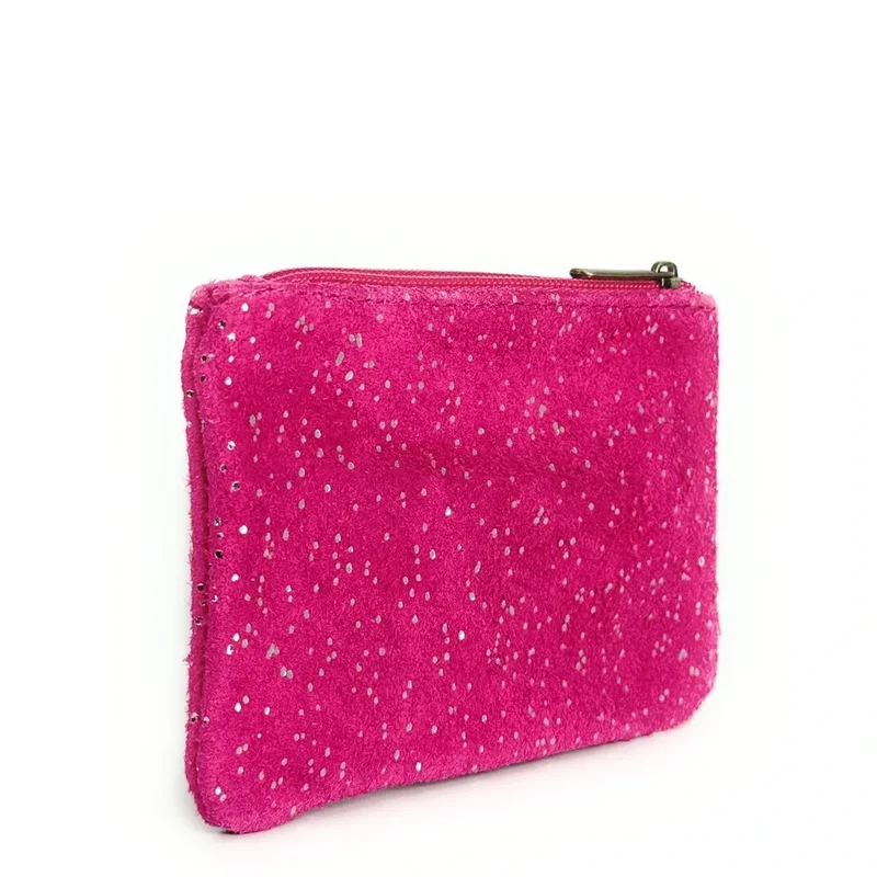 Pochette en daim à paillettes GLITTER PURSE Rose fuchsia