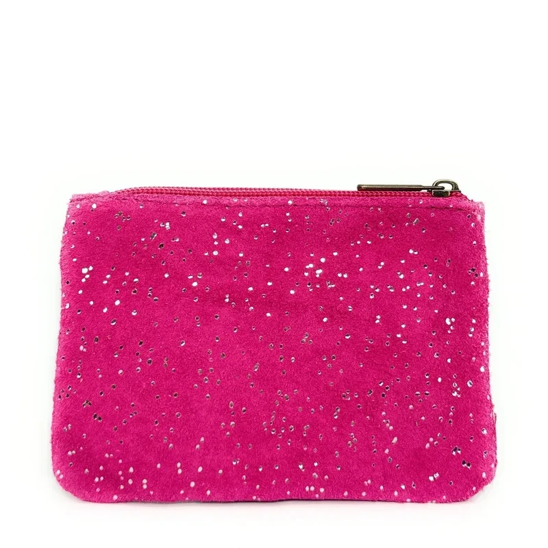 Pochette en daim à paillettes GLITTER PURSE Rose fuchsia