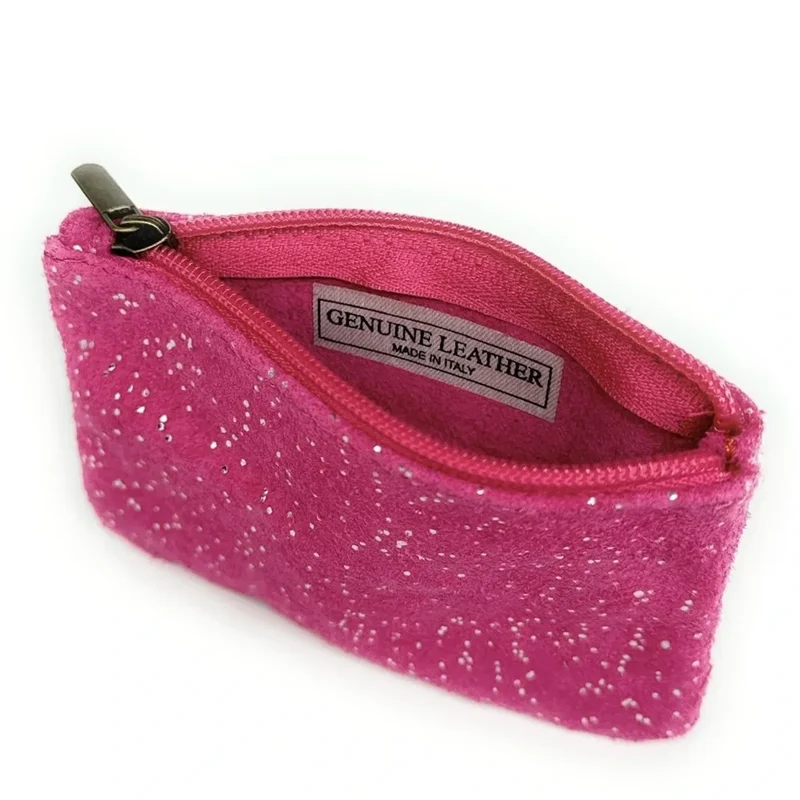 Pochette en daim à paillettes GLITTER PURSE Rose fuchsia