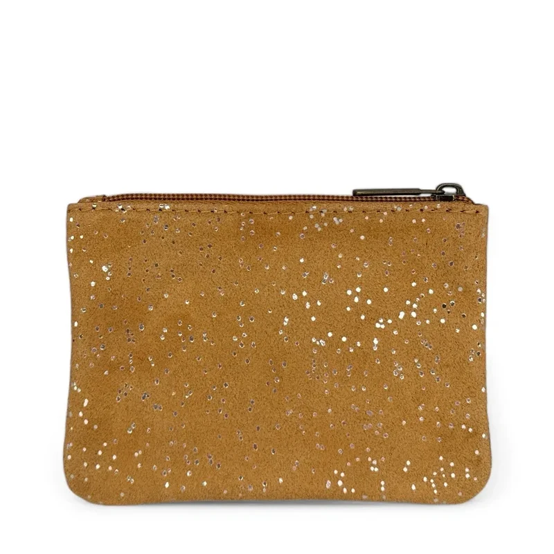 Pochette en daim à paillettes GLITTER PURSE Camel clair
