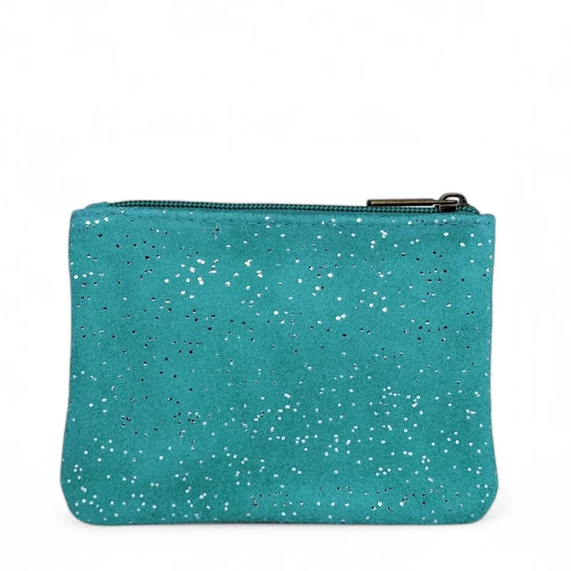 Pochette en daim à paillettes GLITTER PURSE Bleu des mers du sud