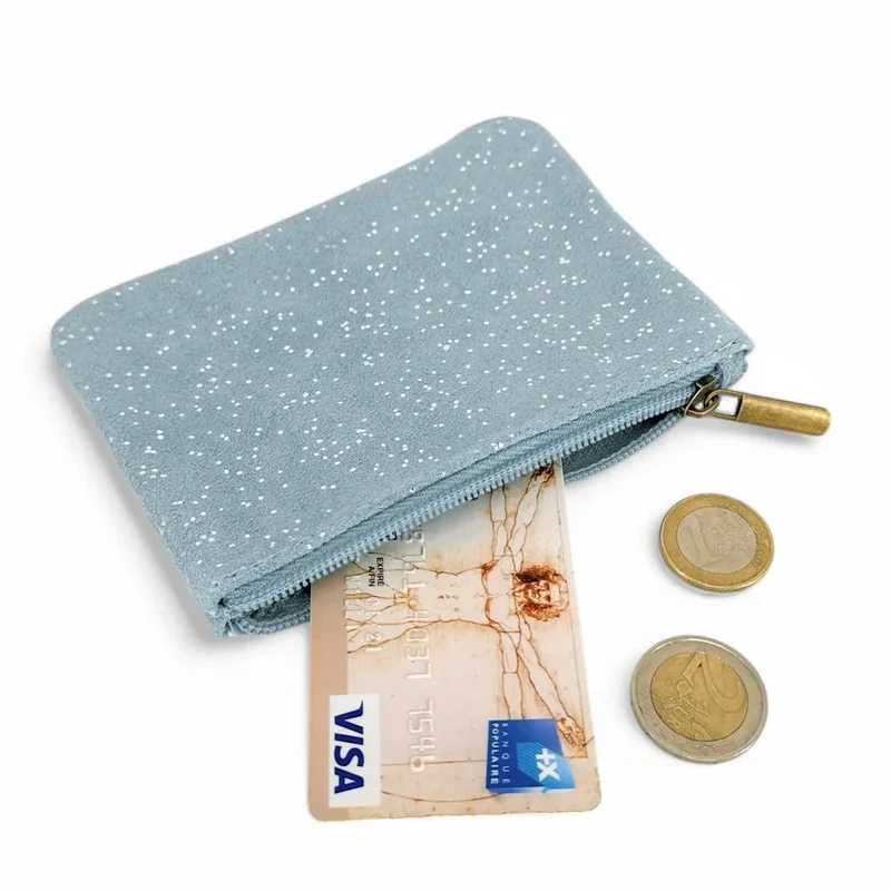 Pochette en daim à paillettes GLITTER PURSE Bleu pastel