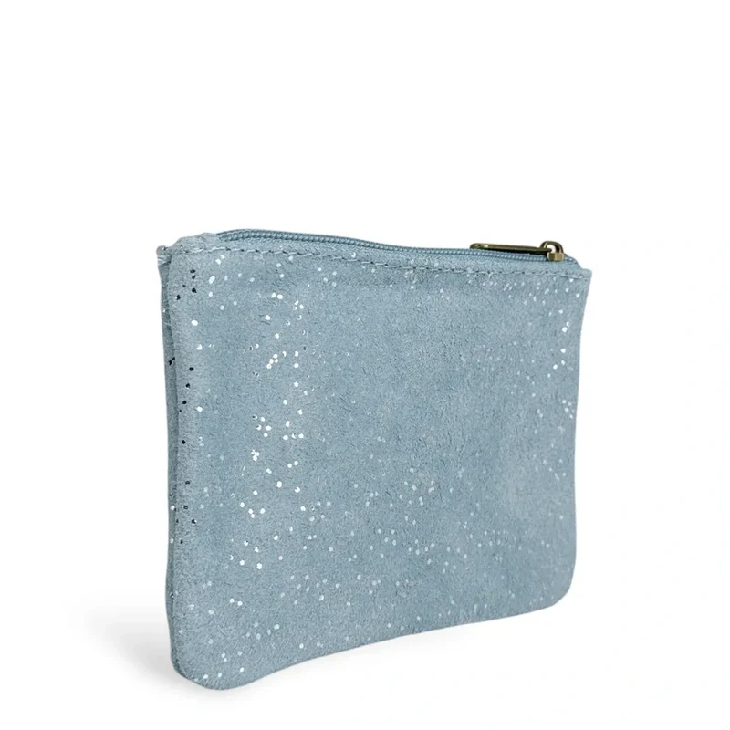 Pochette en daim à paillettes GLITTER PURSE Bleu pastel