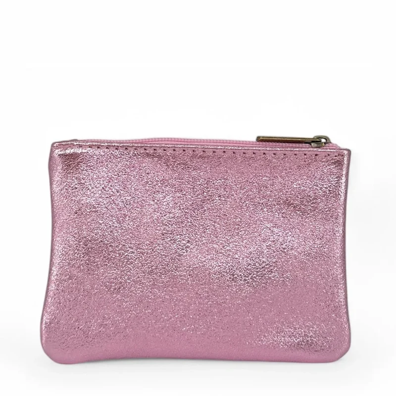Pochette en cuir irisé GLOW PURSE Rose pâle irisé