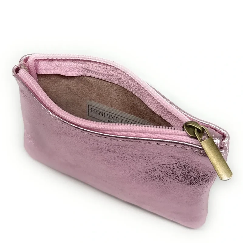 Pochette en cuir irisé GLOW PURSE Rose pâle irisé